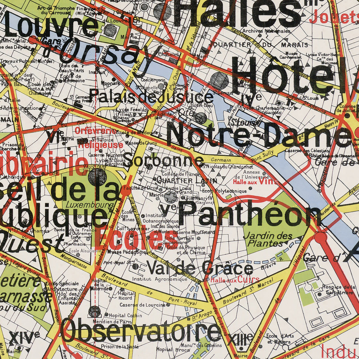Carte Vidal Lablache 24 - PARIS CAPITALE - 120 x 100 cm (reproduction ancienne carte scolaire)