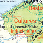 Carte Vidal Lablache 25 - BELGIQUE - PHYSIQUE ET AGRICOLE - 120 x 100 cm (reproduction ancienne carte scolaire)