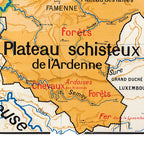 Carte Vidal Lablache 25 - BELGIQUE - PHYSIQUE ET AGRICOLE - 120 x 100 cm (reproduction ancienne carte scolaire)