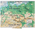 Carte Vidal Lablache 27 - ALLEMAGNE POLOGNE AUTRICHE - PHYSIQUE - 120 x 100 cm (reproduction ancienne carte scolaire)