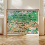 Carte Vidal Lablache 27 - ALLEMAGNE POLOGNE AUTRICHE - PHYSIQUE - 120 x 100 cm (reproduction ancienne carte scolaire)