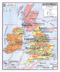 Carte Vidal Lablache 28 BIS - ILES BRITANIQUES - POLITIQUE ET INDUSTRIELLE - 100 x 120 cm (reproduction ancienne carte scolaire)