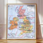 Carte Vidal Lablache 28 BIS - ILES BRITANIQUES - POLITIQUE ET INDUSTRIELLE - 100 x 120 cm (reproduction ancienne carte scolaire)