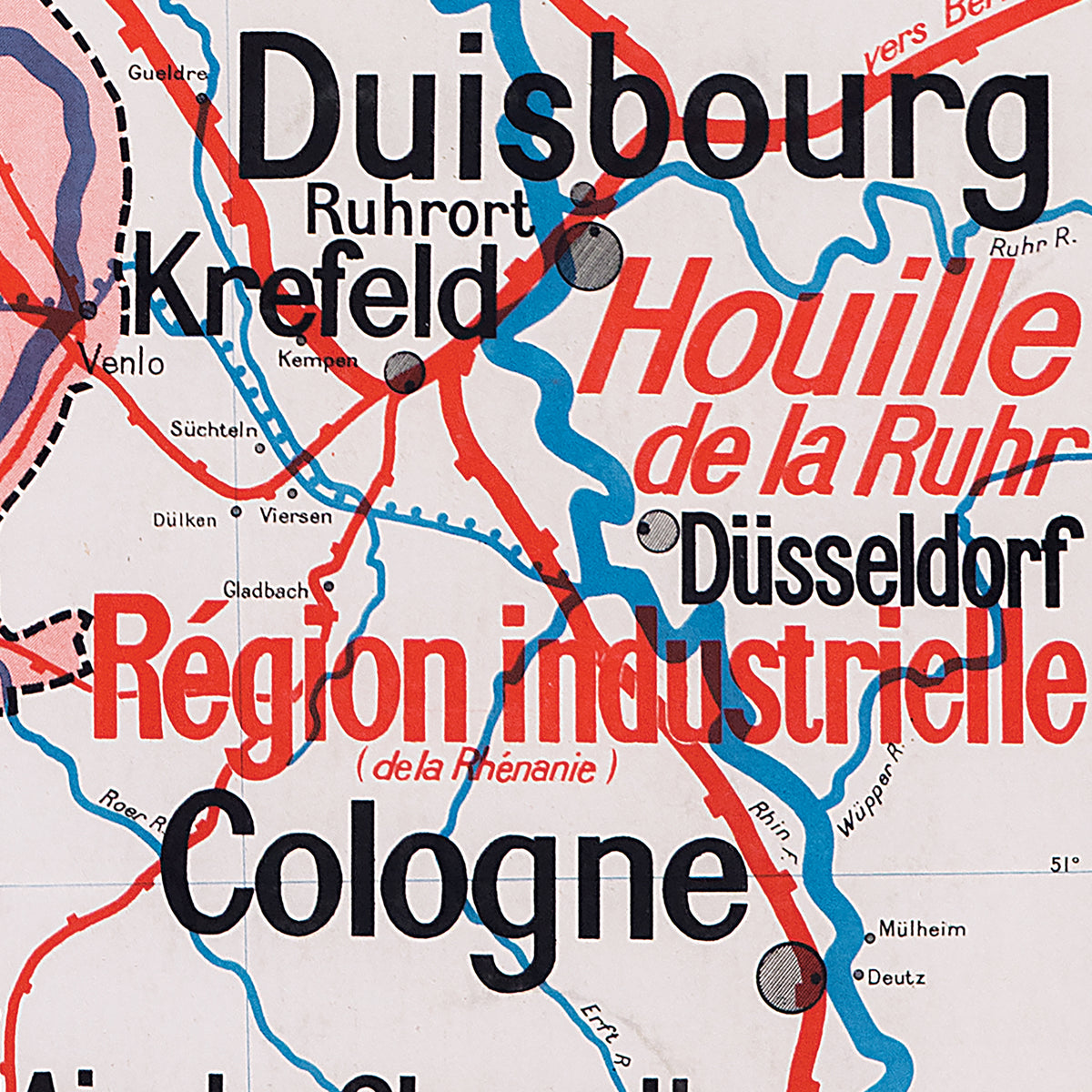 Carte Vidal Lablache 29 BIS - PAYS-BAS - POLITIQUE ET INDUSTRIELLE - 100 x 120 cm (reproduction ancienne carte scolaire)