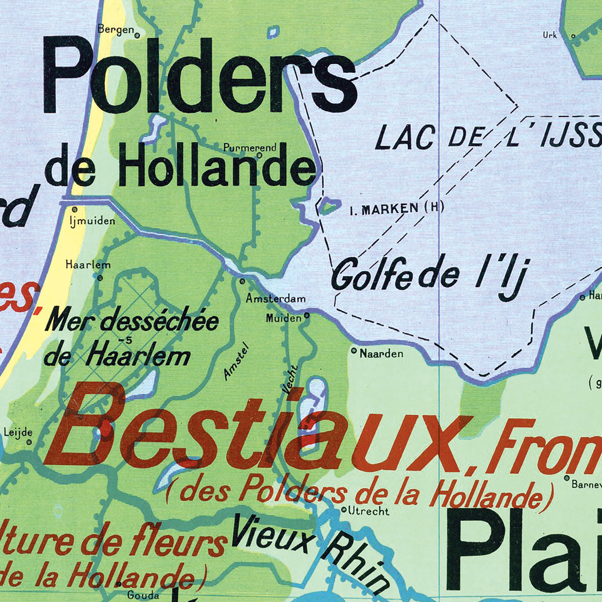 Carte Vidal Lablache 29 - PAYS-BAS - PHYSIQUE ET AGRICOLE - 100 x 120 cm (reproduction ancienne carte scolaire)