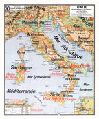 Carte Vidal Lablache 30 - ITALIE - PHYSIQUE ET AGRICOLE - 100 x 120 cm (reproduction ancienne carte scolaire)