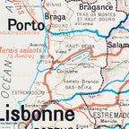Carte Vidal Lablache 31 BIS - ESPAGNE ET PORTUGAL - POLITIQUE ET INDUSTRIELLE - 120 x 100 cm (reproduction ancienne carte scolai