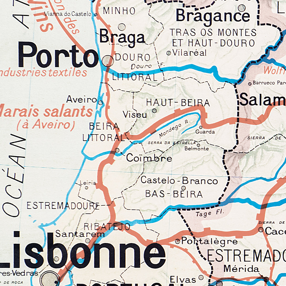 Carte Vidal Lablache 31 BIS - ESPAGNE ET PORTUGAL - POLITIQUE ET INDUSTRIELLE - 120 x 100 cm (reproduction ancienne carte scolai