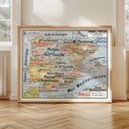 Carte Vidal Lablache 31 - ESPAGNE ET PORTUGAL - PHYSIQUE ET AGRICOLE - 120 x 100 cm (reproduction ancienne carte scolaire)
