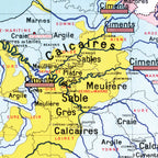 Carte Jean Brunhes et C. Robert-Muller 32 BIS - FRANCE MINERALE - 100 x 120 cm (reproduction ancienne carte scolaire)