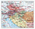 Carte Vidal Lablache 32 BIS  - ETATS DANUBIENS - POLITIQUE ET ECONOMIQUE - 120 x 100 cm (reproduction ancienne carte scolaire)