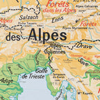 Carte Vidal Lablache 32 - ETATS DANUBIENS - PHYSIQUE ET AGRICOLE - 120 x 100 cm (reproduction ancienne carte scolaire)