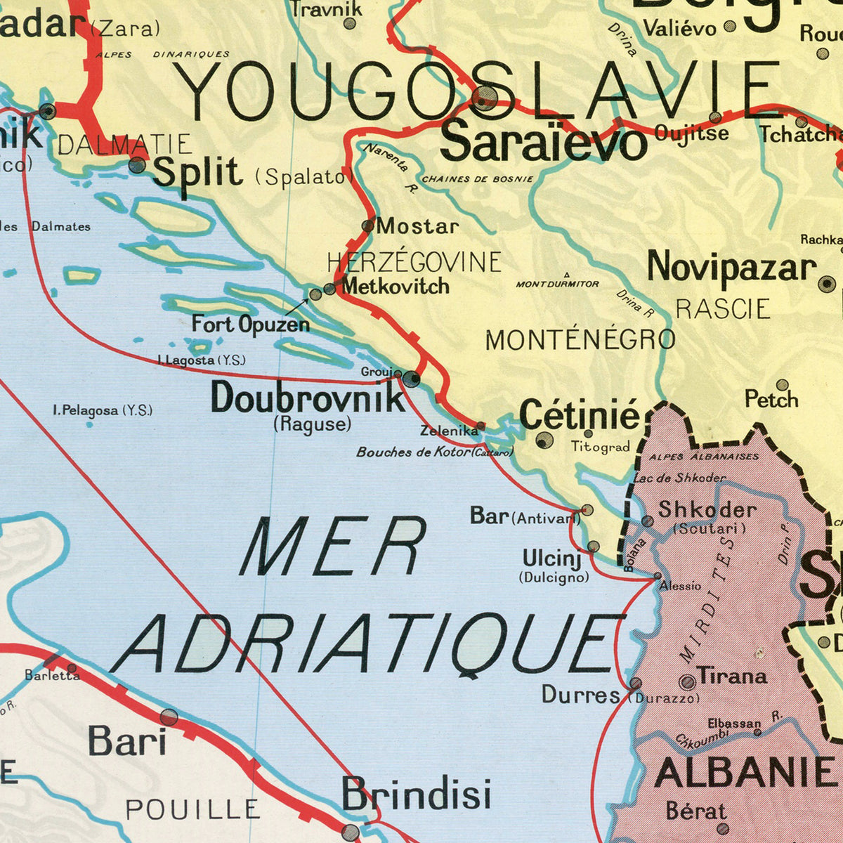Carte Vidal Lablache 33 BIS - ETATS BALKANIQUES - POLITIQUE - 120 x 100 cm (reproduction ancienne carte scolaire)