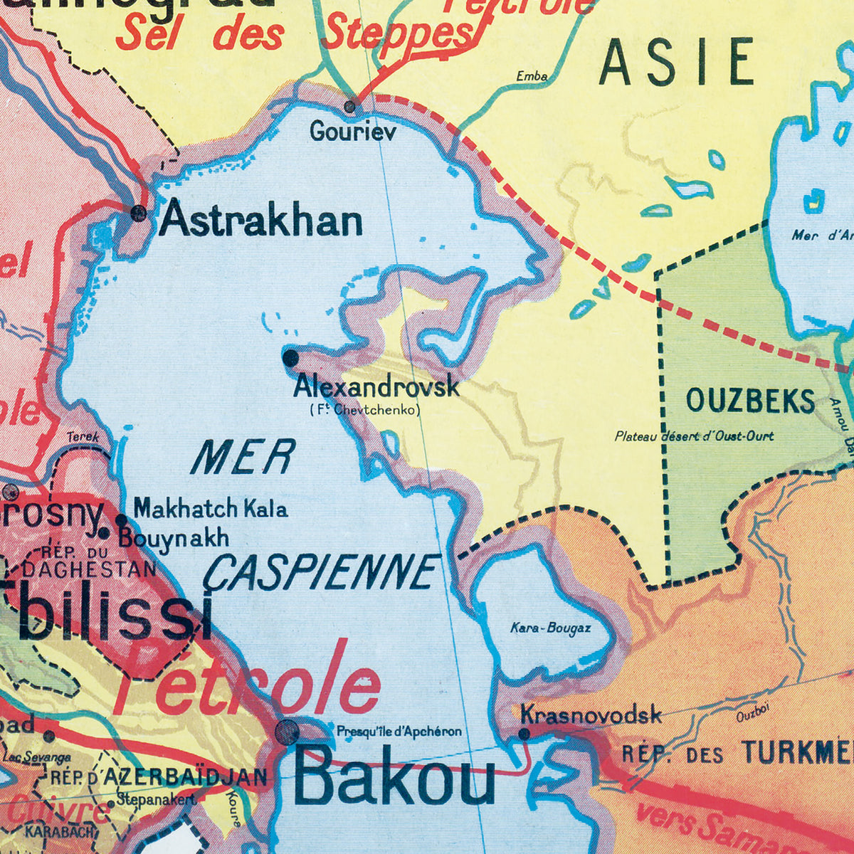 Carte Vidal Lablache 34 BIS - URSS ET FINLANDE - POLITIQUE ET INDUSTRIELLE - 100 x 120 cm (reproduction ancienne carte scolaire)