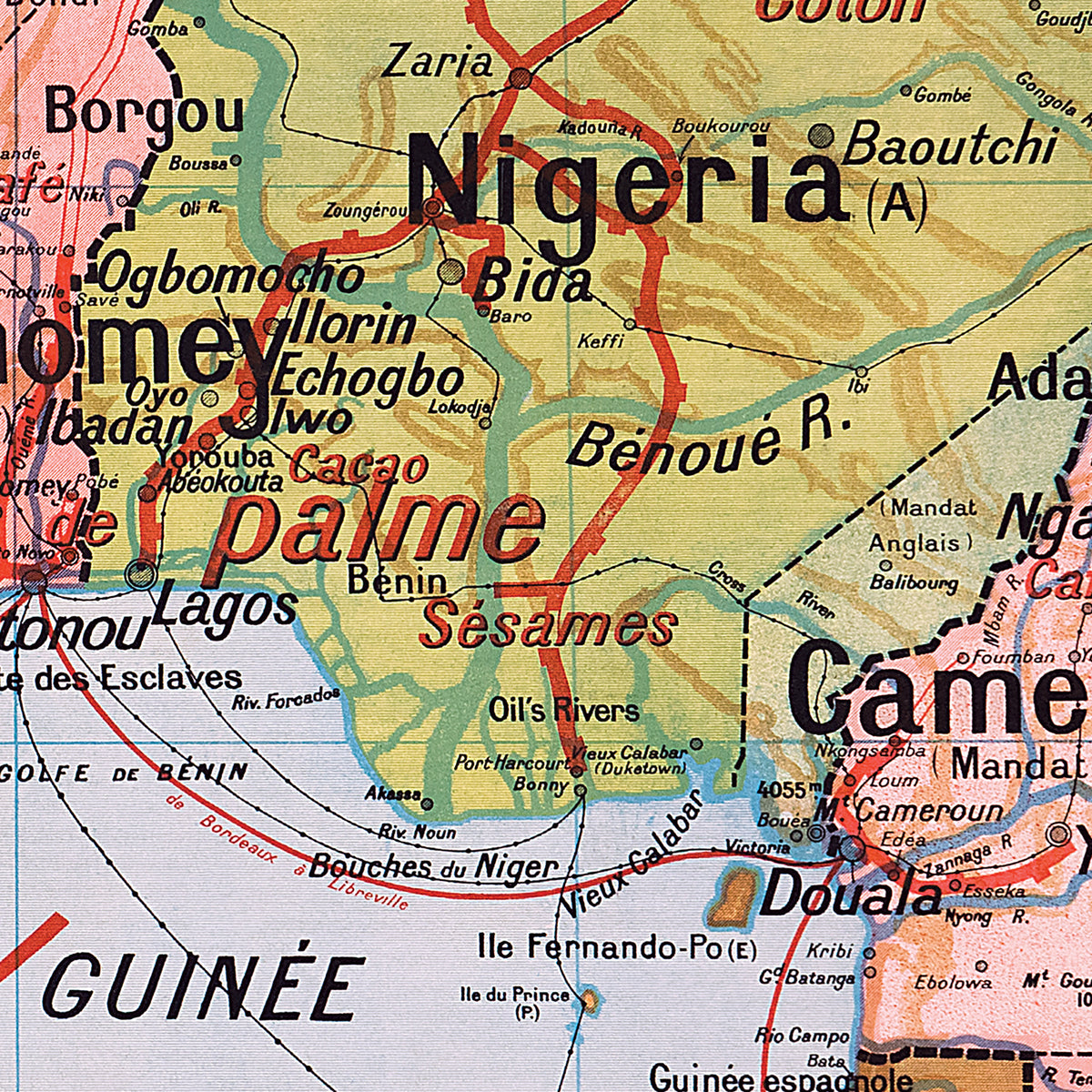 Carte Vidal Lablache 37 - AFRIQUE OCCIDENTALE - 120 x 100 cm (reproduction ancienne carte scolaire)
