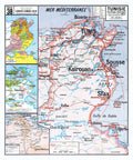 Carte Vidal Lablache 38 - TUNISIE - POLITIQUE ET PHYSIQUE  - 100 x 120 cm (reproduction ancienne carte scolaire)