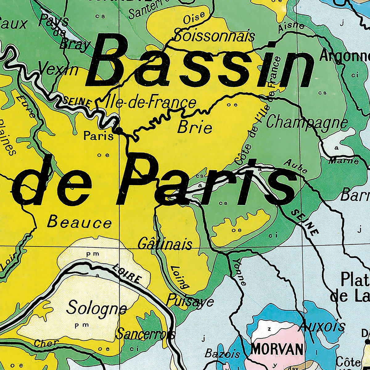 Carte Vidal Lablache 39 - FRANCE GEOLOGIE - 120 x 100 cm (reproduction ancienne carte scolaire)