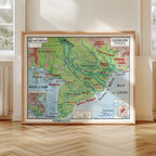 Carte Vidal Lablache 40 - COCHINCHINE PHYSIQUE - 120 x 100 cm (reproduction ancienne carte scolaire)
