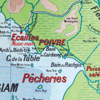 Carte Vidal Lablache 40 - COCHINCHINE PHYSIQUE - 120 x 100 cm (reproduction ancienne carte scolaire)