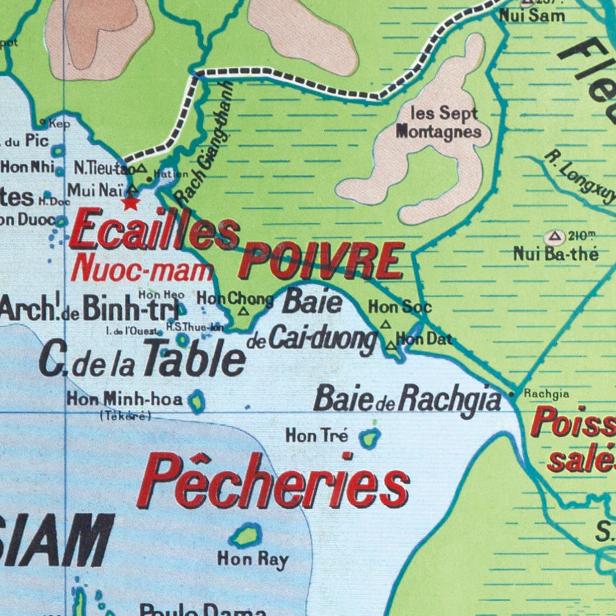 Carte Vidal Lablache 40 - COCHINCHINE PHYSIQUE - 120 x 100 cm (reproduction ancienne carte scolaire)
