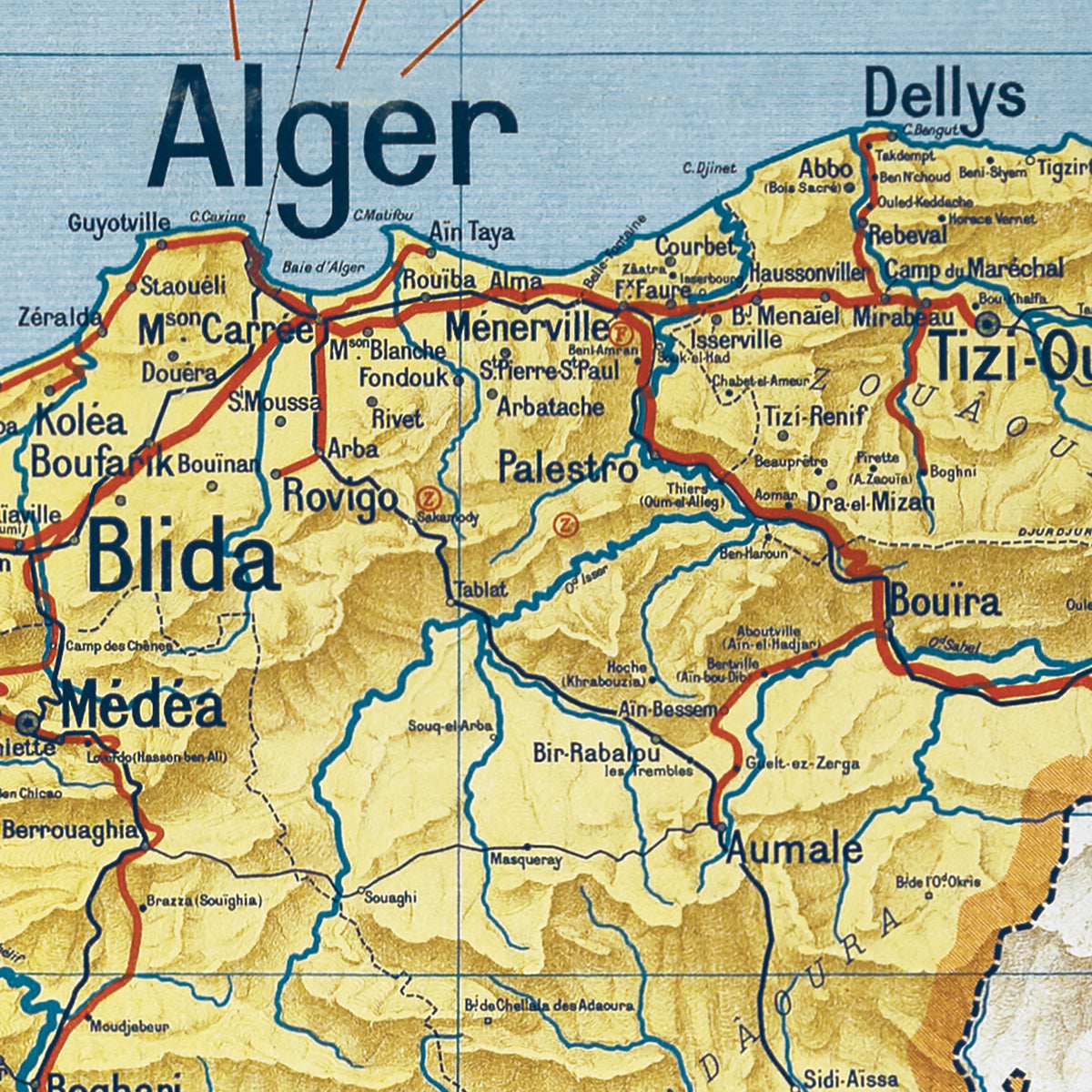 Carte Vidal Lablache 42 BIS - DEPARTEMENT D'ALGER - 100 x 120 cm (reproduction ancienne carte scolaire)