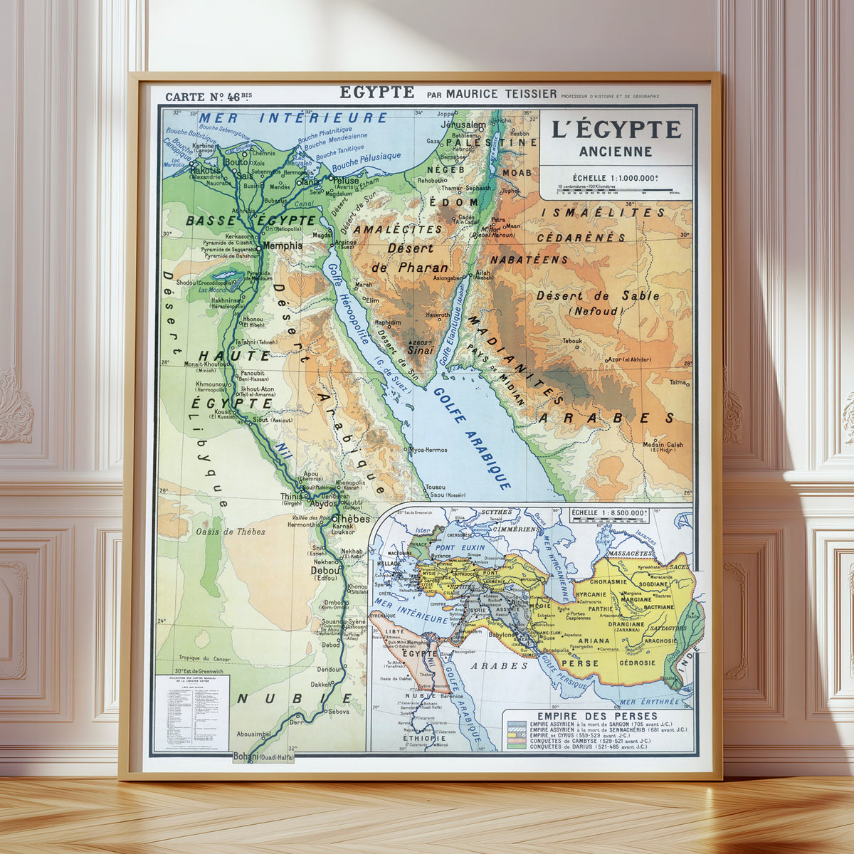 Carte Maurice Teissier 46 BIS - EGYPTE ANCIENNE - 100 x 120 cm (reproduction ancienne carte scolaire)