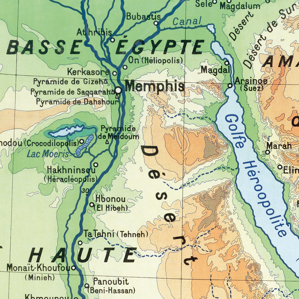 Carte Maurice Teissier 46 BIS - EGYPTE ANCIENNE - 100 x 120 cm (reproduction ancienne carte scolaire)