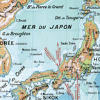 Carte Vidal Lablache 50 - JAPON PHYSIQUE - 100 x 120 cm (reproduction ancienne carte scolaire)