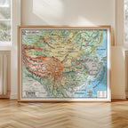 Carte Vidal Lablache 52 - CHINE PHYSIQUE - 120 x 100 cm (reproduction ancienne carte scolaire)