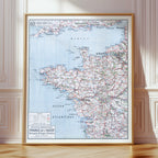 Carte Vidal Lablache 60 BIS - FRANCE DE L'OUEST - POLITIQUE - 100 x 120 cm (reproduction ancienne carte scolaire)