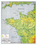 Carte Vidal Lablache 60 - FRANCE DE L'OUEST - PHYSIQUE - 100 x 120 cm (reproduction ancienne carte scolaire)