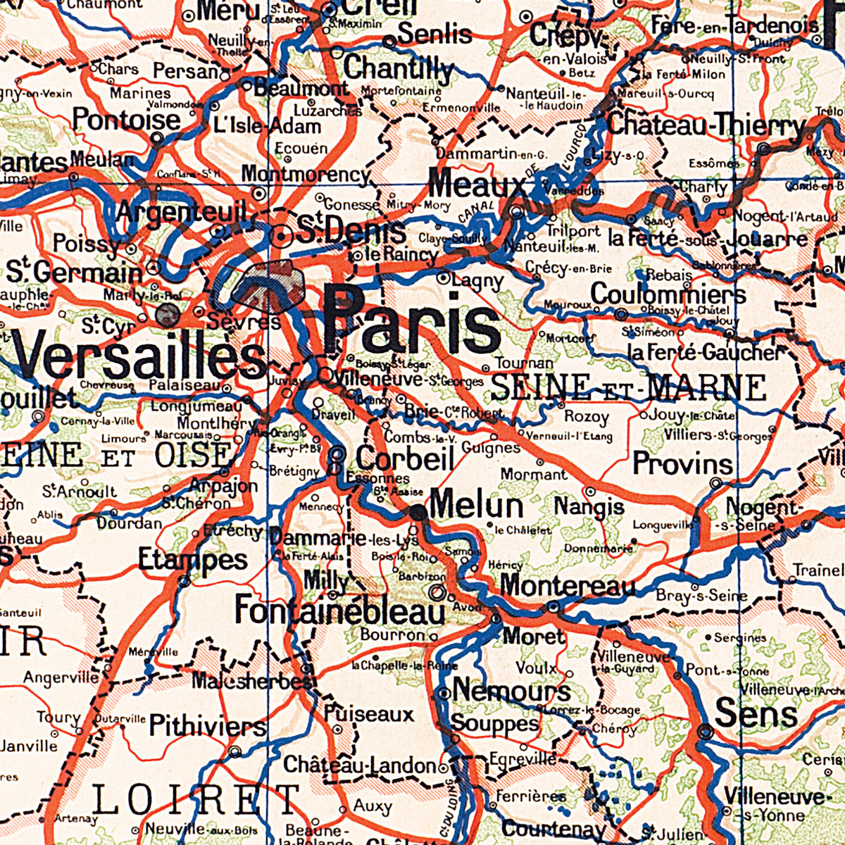 Carte Vidal Lablache 61 BIS - BASSIN DE PARIS - POLITIQUE - 120 x 100 cm (reproduction ancienne carte scolaire)