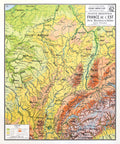 Carte Vidal Lablache 62 - FRANCE DE L'EST - PHYSIQUE - 100 x 120 cm (reproduction ancienne carte scolaire)