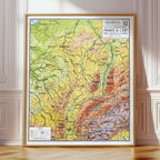 Carte Vidal Lablache 62 - FRANCE DE L'EST - PHYSIQUE - 100 x 120 cm (reproduction ancienne carte scolaire)