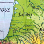 Carte Vidal Lablache 63 - BASSIN D'AQUITAINE - PHYSIQUE - 120 x 100 cm (reproduction ancienne carte scolaire)
