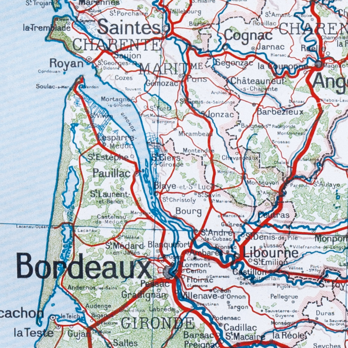 Carte Vidal Lablache 63 BIS - BASSIN D'AQUITAINE - POLITIQUE - 120 x 100 cm (reproduction ancienne carte scolaire)