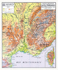 Carte Vidal Lablache 64 - ALPES FRANCAISES - PHYSIQUE - 100 x 120 cm (reproduction ancienne carte scolaire)