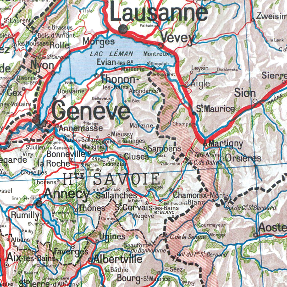 Carte Vidal Lablache 64 BIS - ALPES FRANCAISES - POLITIQUE - 100 x 120 cm (reproduction ancienne carte scolaire)