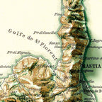 Carte de la CORSE - Effet 3D - 90 x 120 cm (reproduction ancienne carte scolaire)