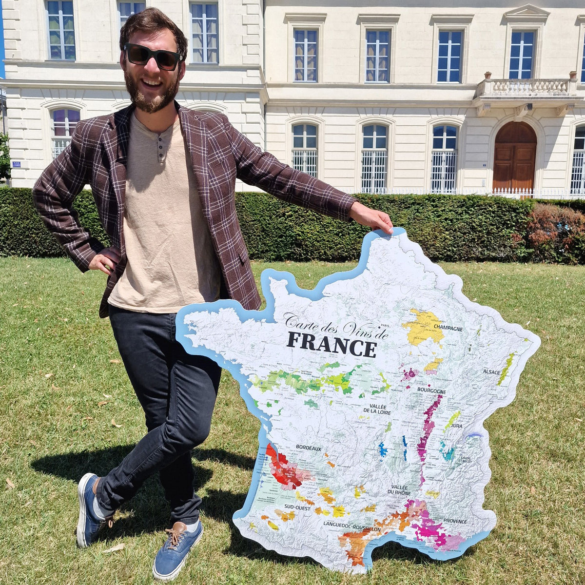 Carte des Vins de France - 120 cm - forme de l'hexagone