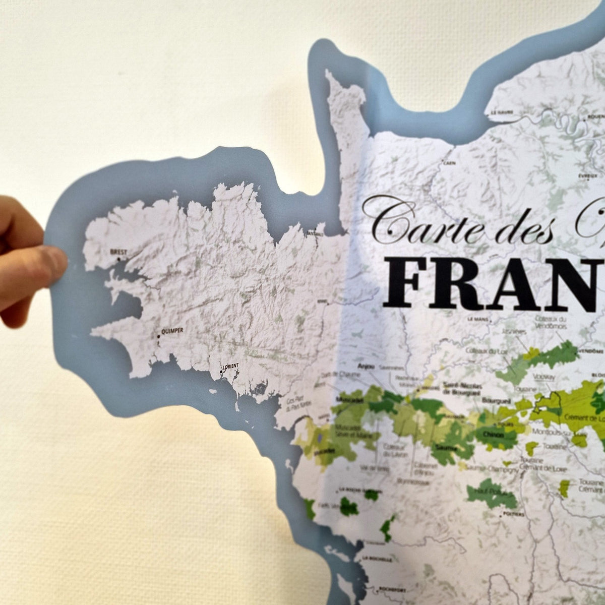 Carte des Vins de France - 120 cm Sticker Mural (forme de l'hexagone)