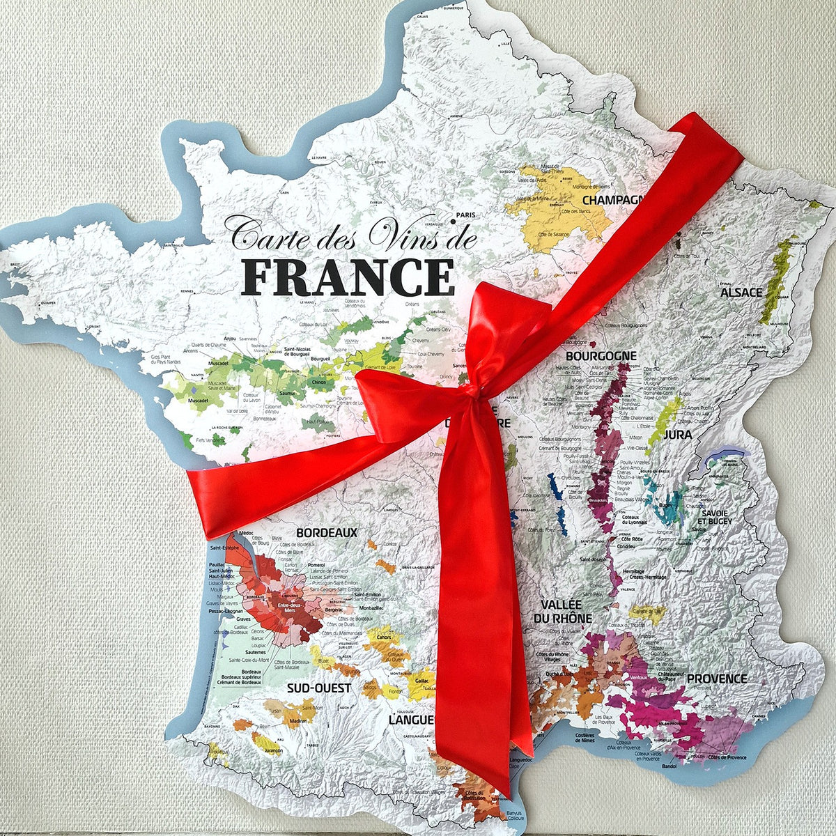 Carte des Vins de France - 150 cm (forme de l'hexagone) - Cadeau