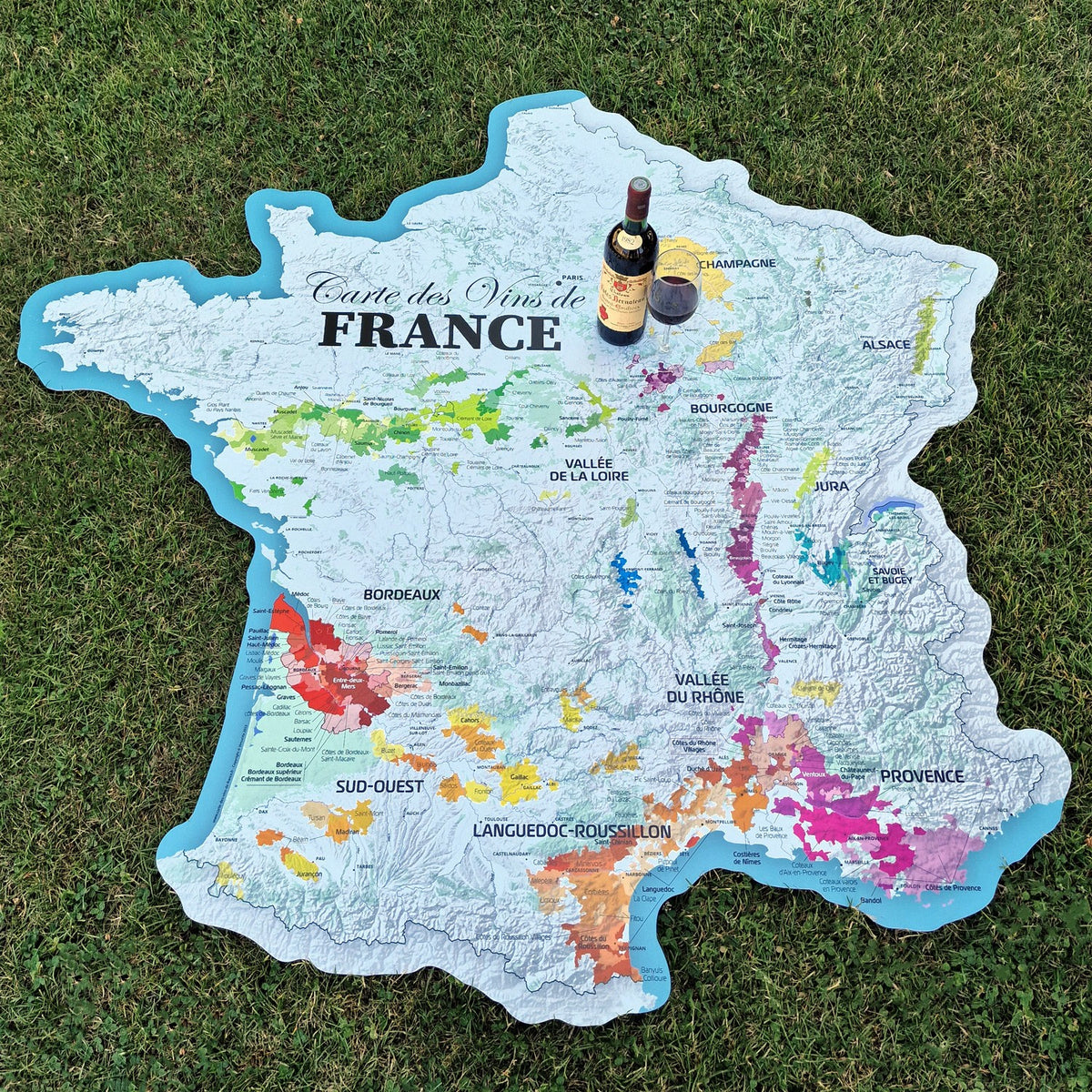Carte des Vins de France - 150 cm (forme de l'hexagone) - jardin