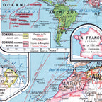 DOMAINE COLONIAL DE FRANCE ET SES PRODUCTIONS dressé par Joseph FOREST en 1911 - 120 x 94 cm (reproduction ancien tableau)