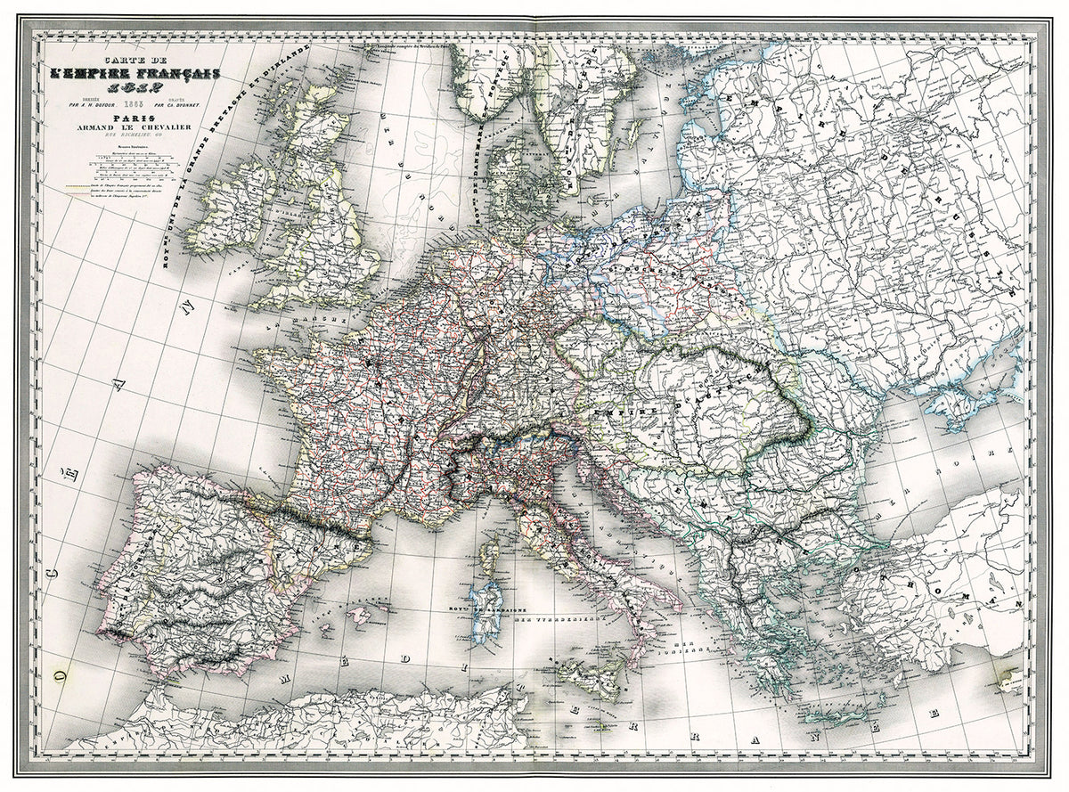 Carte de l'EMPIRE FRANCAIS 1812 - 135 x 100 cm - (Dufour - Dyonnet)