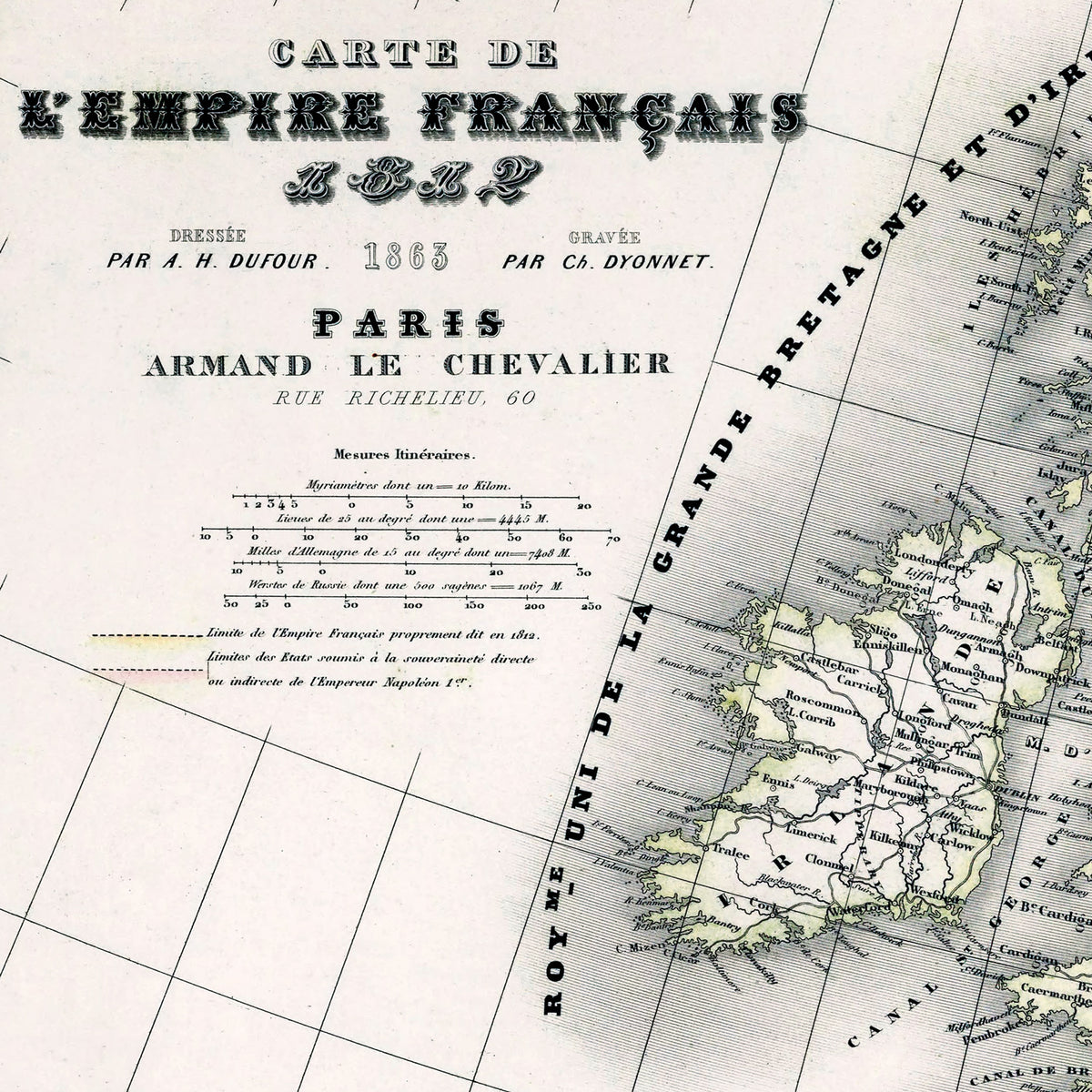 Carte de l'EMPIRE FRANCAIS 1812 - 135 x 100 cm - (Dufour - Dyonnet)