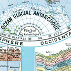 MAPPEMONDE EN DEUX HEMISPHERES par Joseph FOREST  - 130 x 100 cm (reproduction ancienne carte scolaire)
