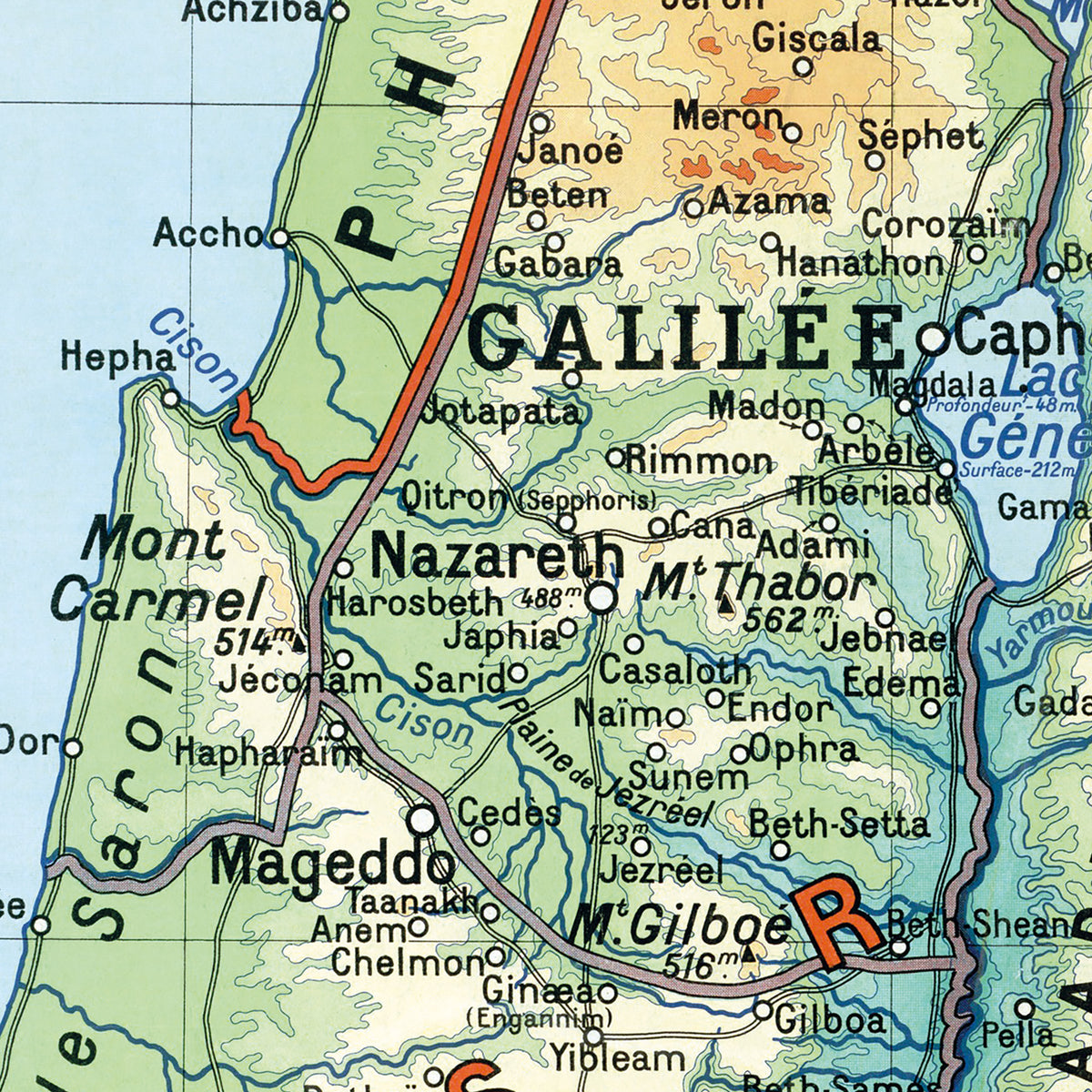 Carte Maurice Teissier - PALESTINE ANCIENNE - 100 x 120 cm (reproduction ancienne carte scolaire)