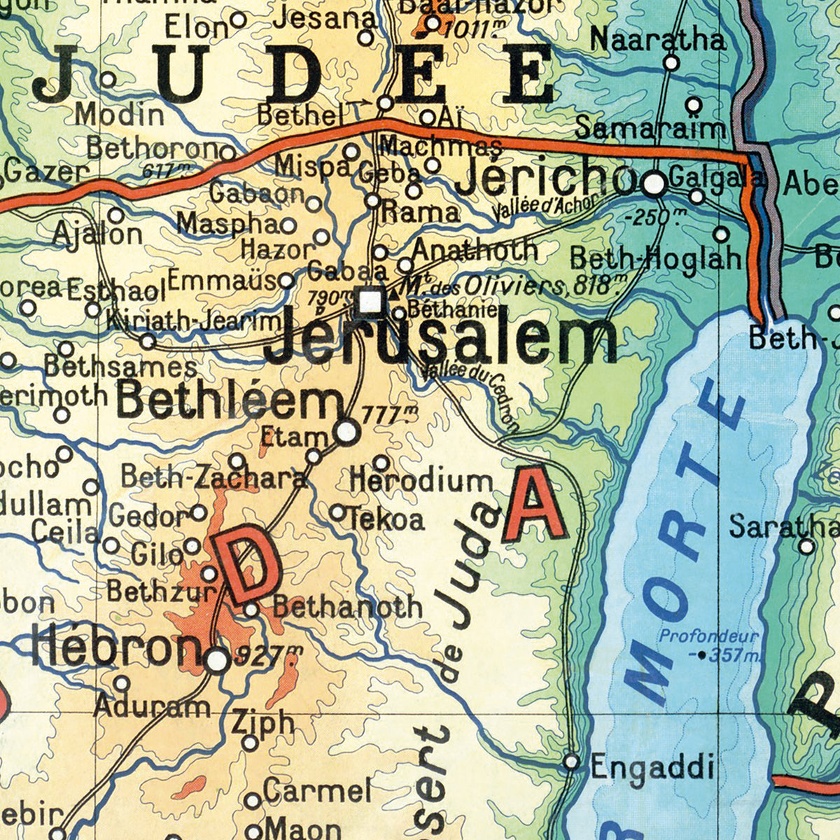Carte Maurice Teissier - PALESTINE ANCIENNE - 100 x 120 cm (reproduction ancienne carte scolaire)
