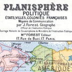 Planisphere Politique Etats Villes et Colonies Francaise - J. Forest